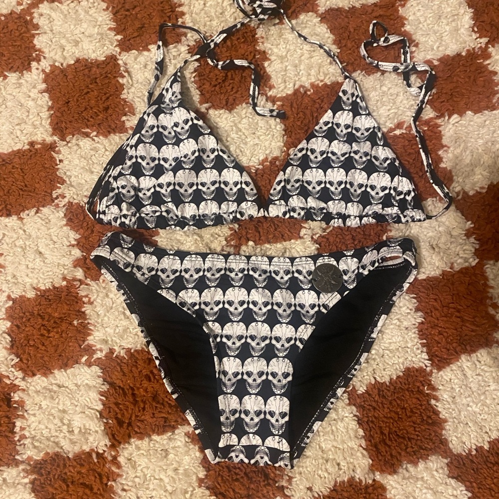 Thomas Wylde Black and White Skull Bikini